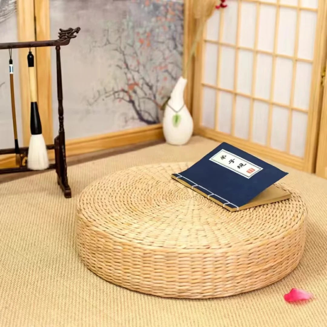 zen  yoga  rotin  relaxation  naturel  méditation  fait main  coussin