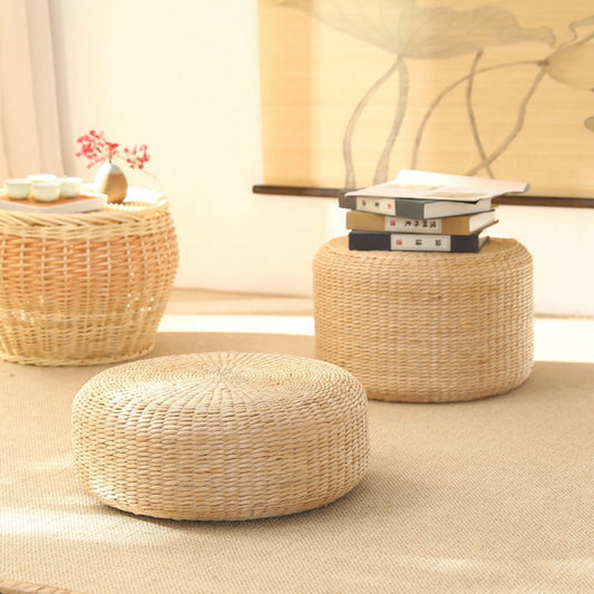 Coussin de méditation en rotin naturel – Fait main