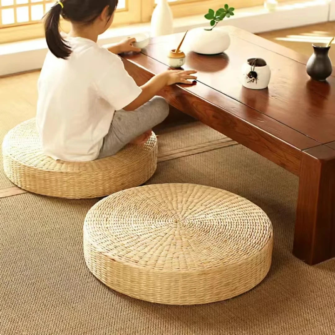 zen  yoga  rotin  relaxation  naturel  méditation  fait main  coussin