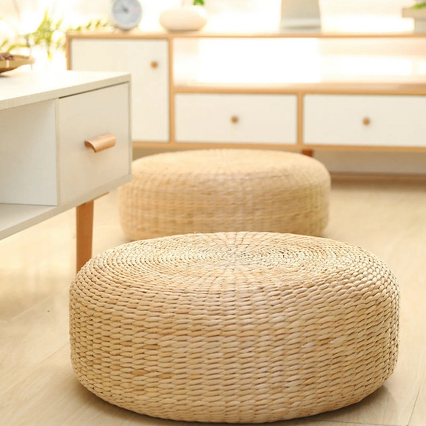 Coussin de méditation en rotin naturel – Fait main