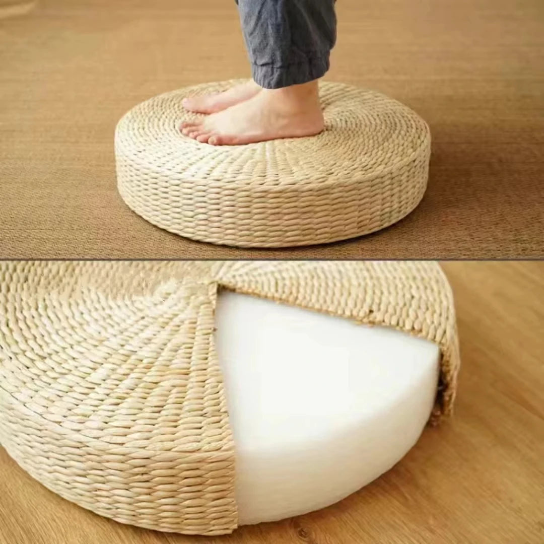 zen  yoga  rotin  relaxation  naturel  méditation  fait main  coussin