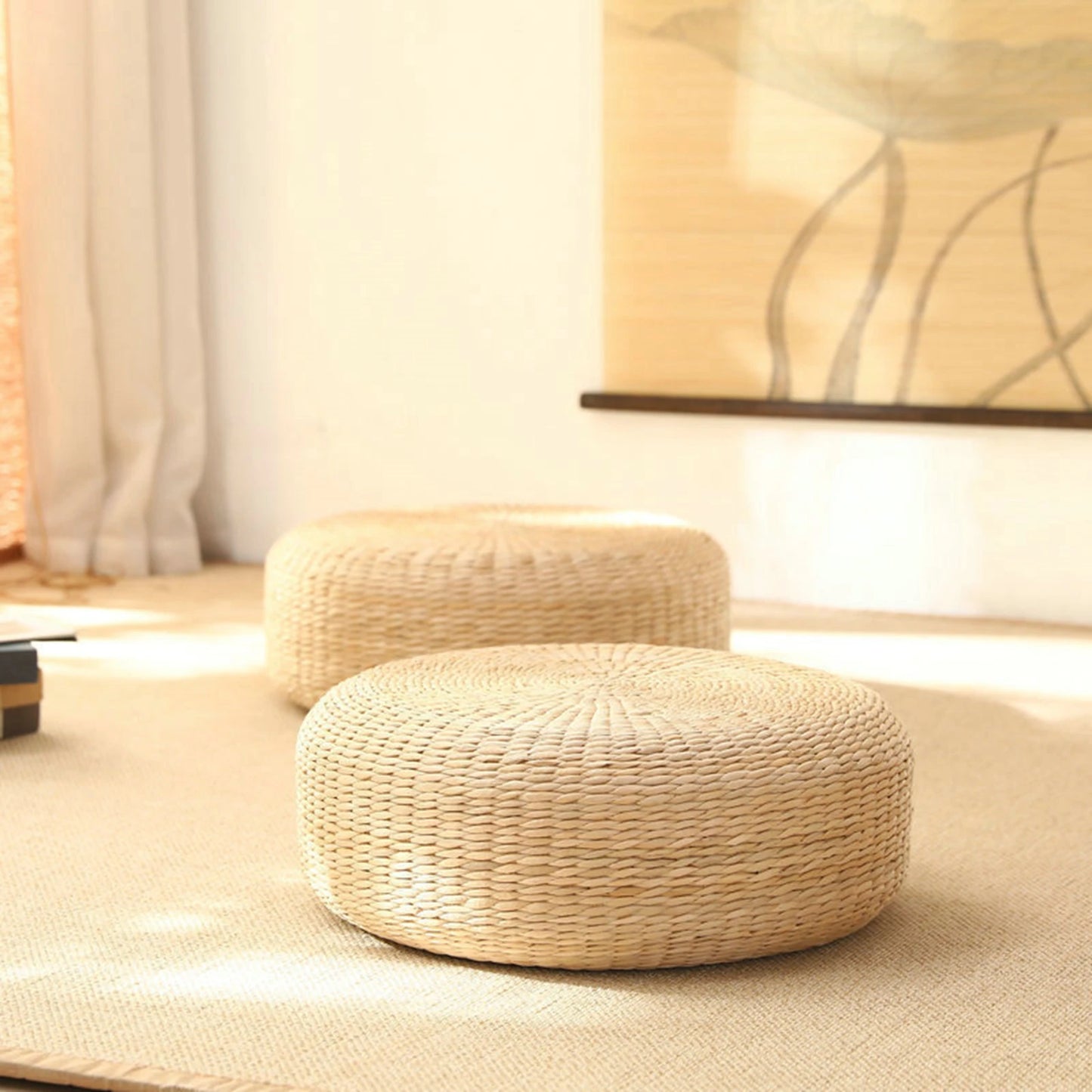 Coussin de méditation en rotin naturel – Fait main