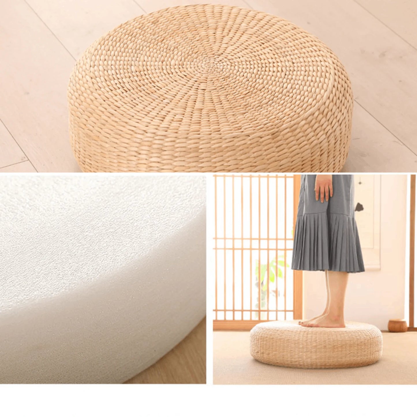 Coussin de méditation en rotin naturel – Fait main